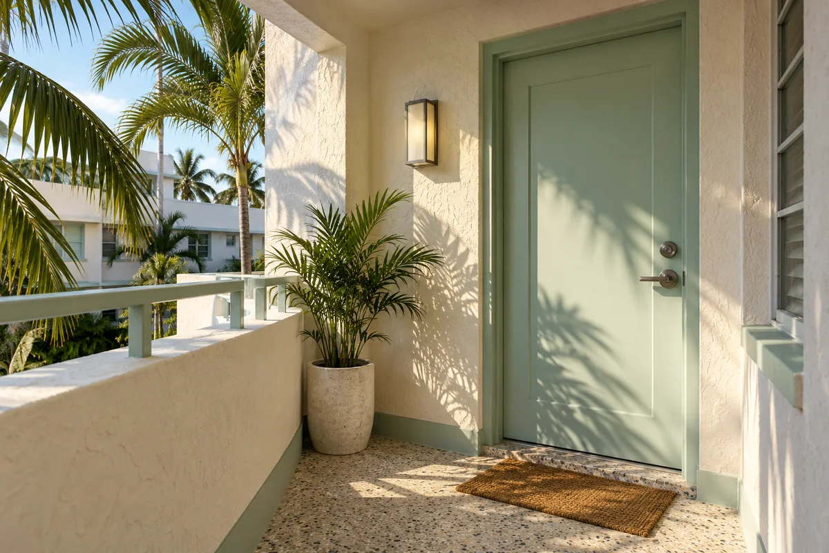 Representative apartment entrance with a separate private unit doorway