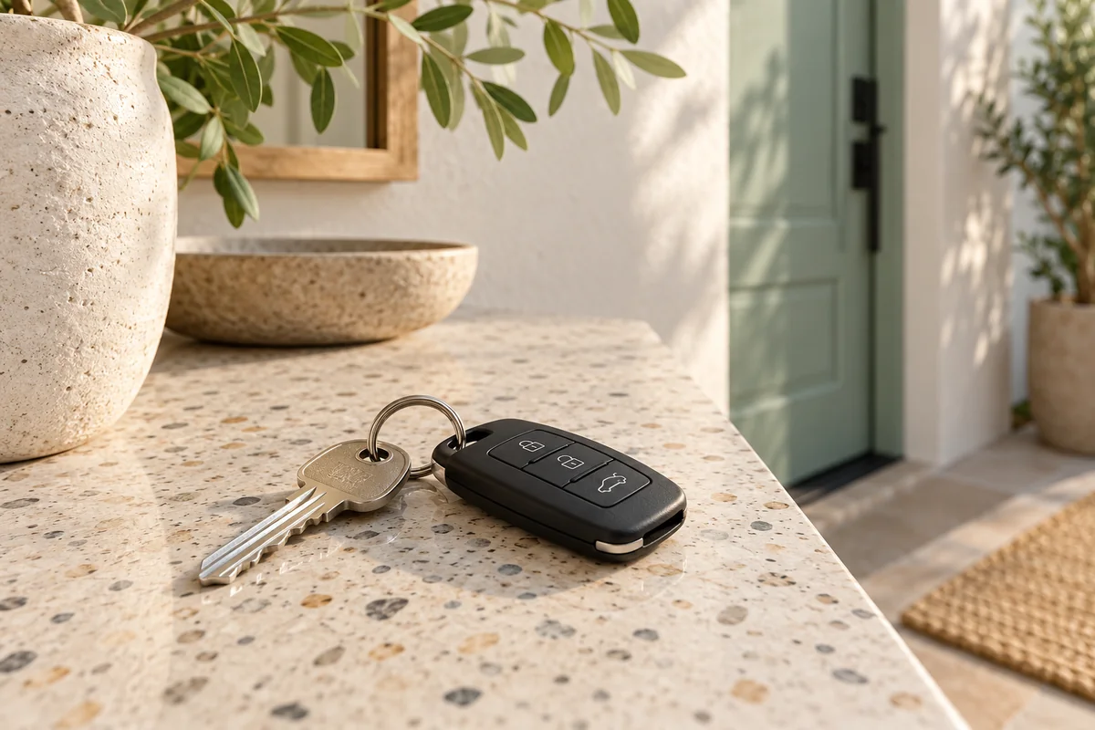 Representative Miami Beach inspired entrance or residential street setting