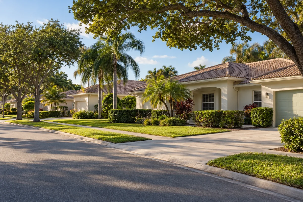 Representative Miami Beach inspired entrance or residential street setting